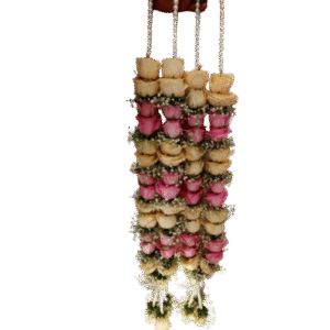 Elegant Floral Necklace with Pink and White Roses