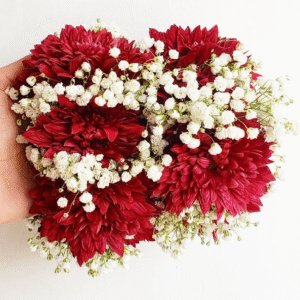 Henna Ceremony Wrist Cuffs with Red Roses and Baby’s Breath