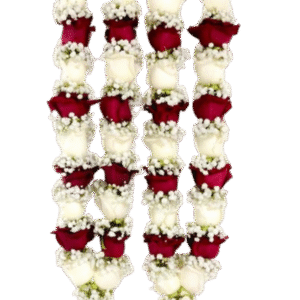 Mixed Floral Wedding Garland with Red Roses and White Baby’s Breath