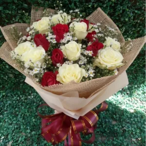 Elegant Red And White Rose Bouquet