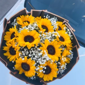 Large Sunflowers Bouquet With Baby Breath Flower