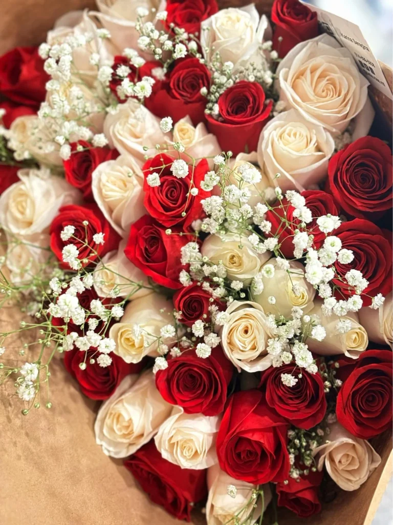 Red And White Roses Bouquet