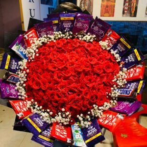 Chocolate Bouquet With Red Roses