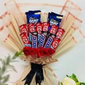 Chocolates Bouquet With Fresh Flower