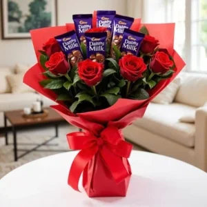 Chocolate Bouquet With Flower For Birthday